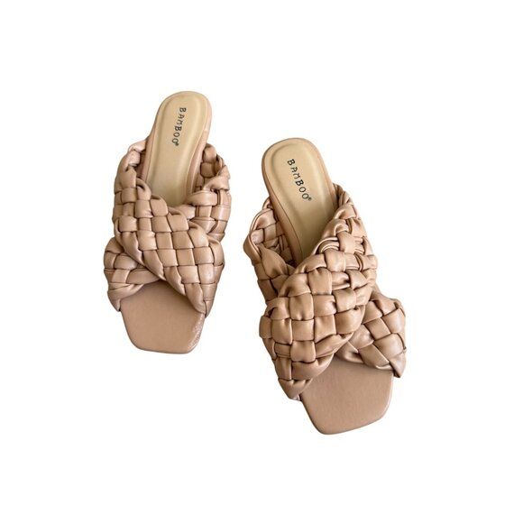 BAMBOO Beige Woven Braided Slide Sandals Size 6.5 NEW NWOB - Picture 4 of 6